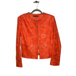 Ness Orange Jacket Sz M Faux Suede Zip Front Closure | NWOT